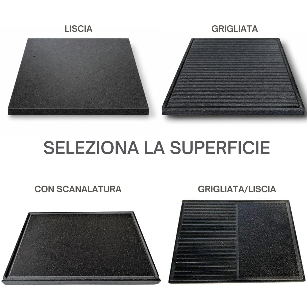 Piastra SU MISURA in Pietra Lavica Etnea/Ollare - Rettangolare/Quadrata PERSONALIZZABILE per Pizza, Carne, Verdure