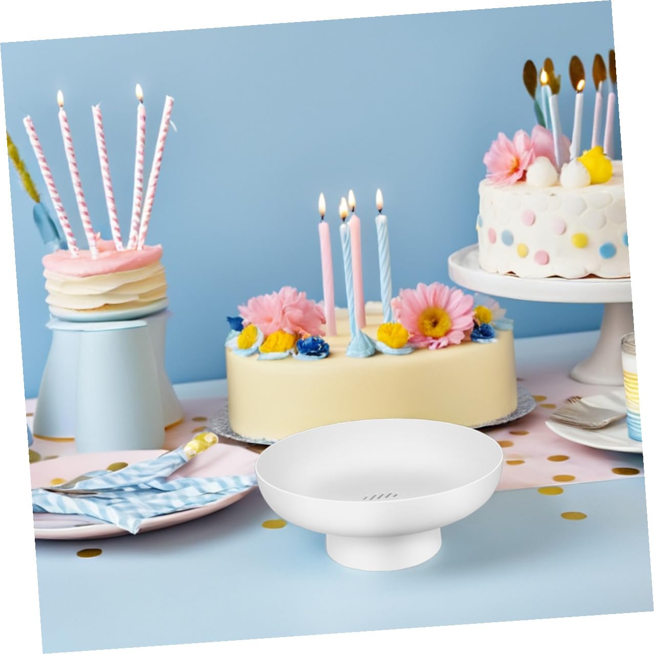 Set 2 Pezzi Fruttiera Rotonda Bianco in Pp, Portafrutta Multifunzionale Piedistallo, Contenitore Versatile per Dolci e Snack, per Famiglia e Centrotavola Moderno