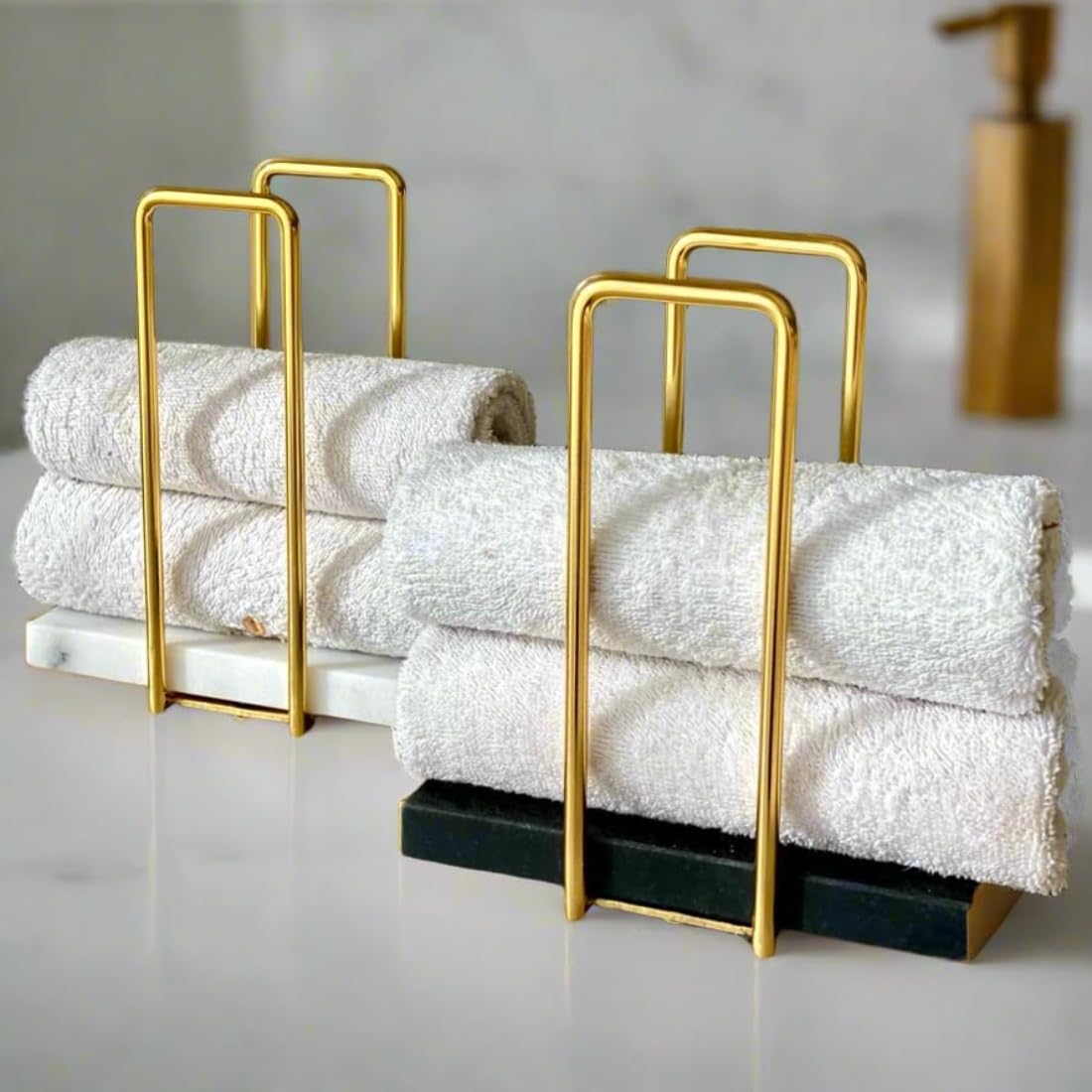 MASON HOME Imperial Napkin Holder White & Gold - 1pc - L 25.4" x B 17.8" x H 7.6" | Bathroom - Kitchen - Bedroom - Washbasin | Towel - Kitchen Roll - Paper Towel | Home Décor | Organizer | Stand 2