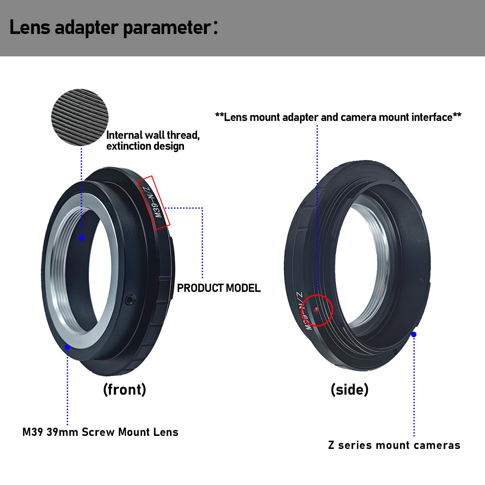 M39-Niko Z - Anillo Adaptador de Objetivo para LM L39 M39 (39 mm, Compatible con Nik Z 7 y para Niko Z 6, cámara de Formato Completo sin Espejo, M39 a Niko Z)
