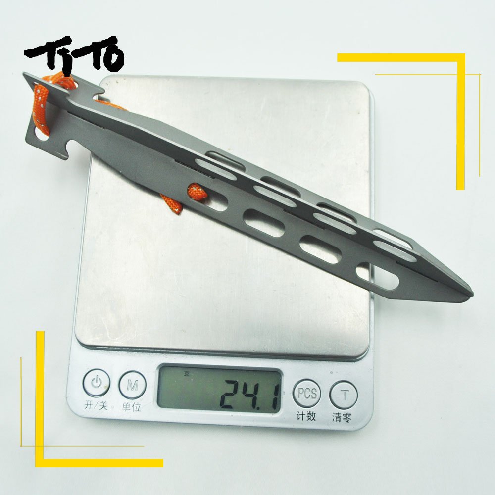 TiTo Pali Da Tendina In Titanio Gr5, 14x160 Mm, Ultraleggeri 25g, Con Cordino Riflettente, Per Campeggio E Backpacking, Confezione Da 4