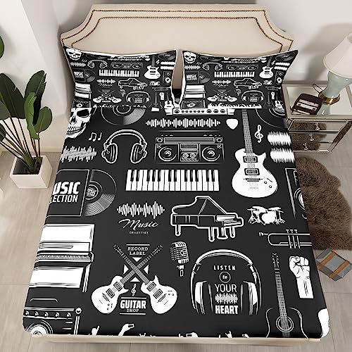 Erosebridal - Sábanas de cama para guitarra eléctrica, sábana bajera de vinilo antigua, tamaño...