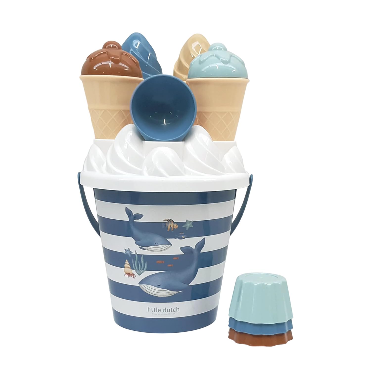 Little Dutch Ocean World - Set da 14 secchi per il gelato, giocattolo per la spiaggia, per ragazzi a partire dai 18 mesi in su, Ocean World
