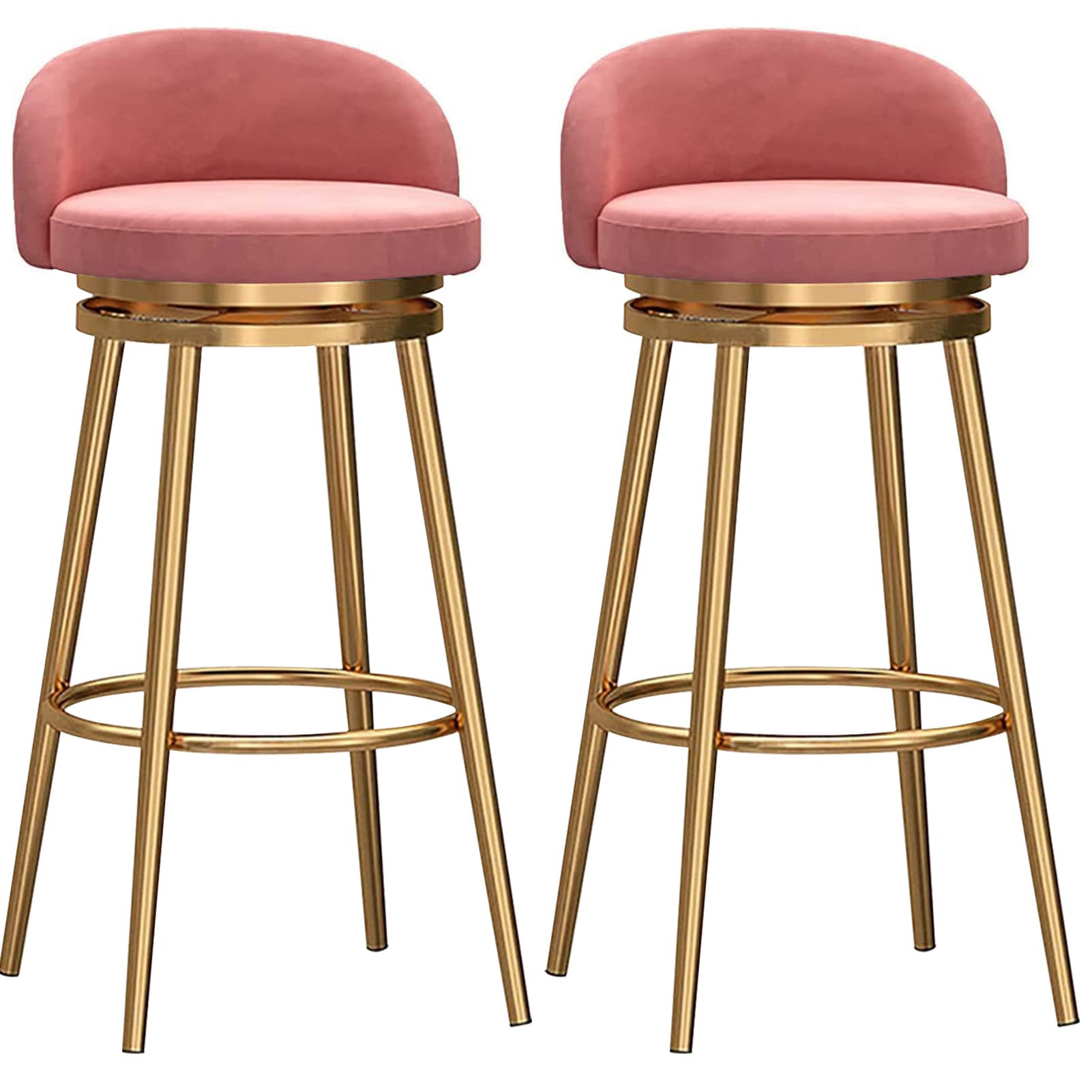 Tabourets de bar velours chaises hautes de cuisine pivotantes avec dossier