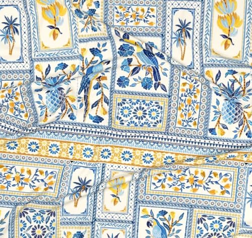 Image of VAS COLLECTIONS Premium 160 TC Microfiber 3D Printed Pillow Covers | Regular Pillow Cases | 2 Piece Pillow Cover, Queen Size (30 x 20 inches), Tealish Blue and Yellow