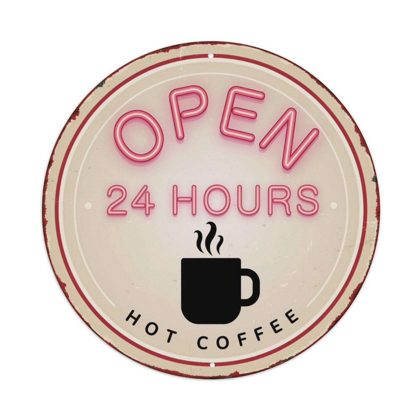 Open 24 Hours Diner Metal Tin Sign Plaque