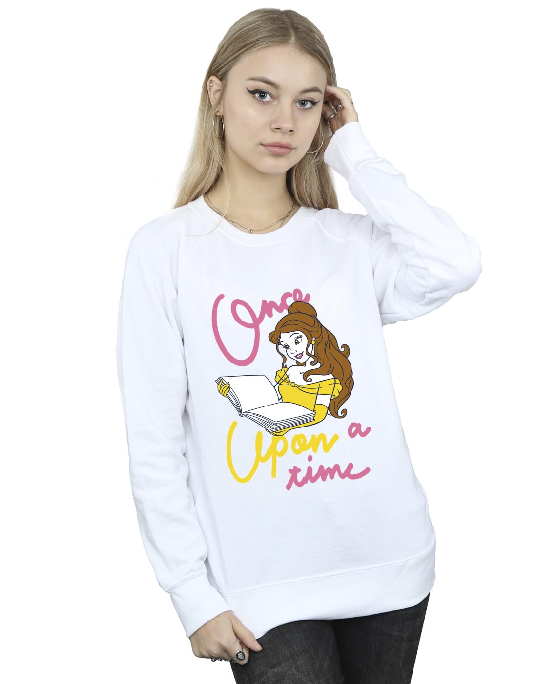 Disney Women's Beauty and The Beast Belle Once Upon A Time Sweatshirt White XXXXX-Large