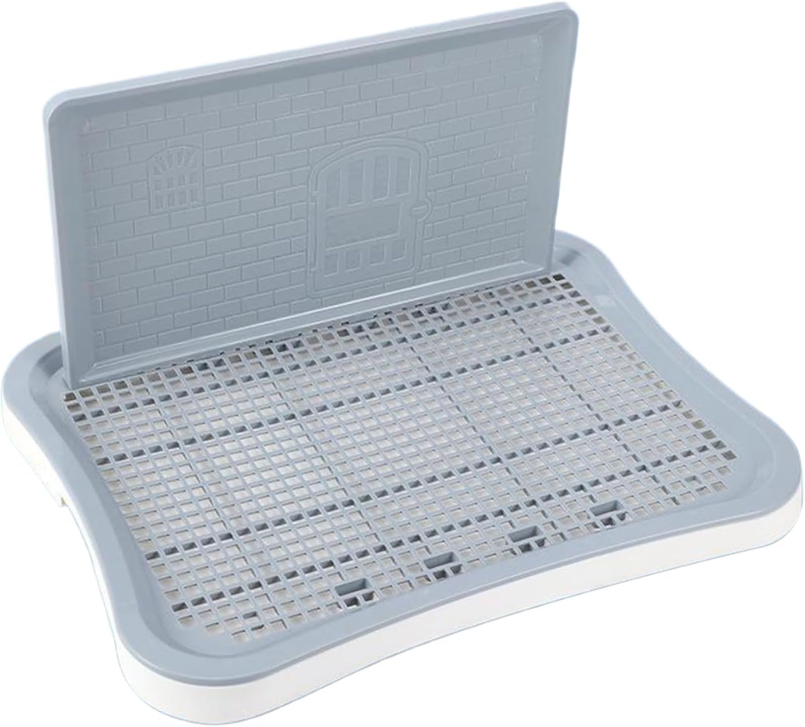 Inodoro para perros de polipropileno de capacidad con instrucciones de entrenamiento para cachorros pequeños, bandeja de arena para perros con pared alta y columna, WC para perros, blanco