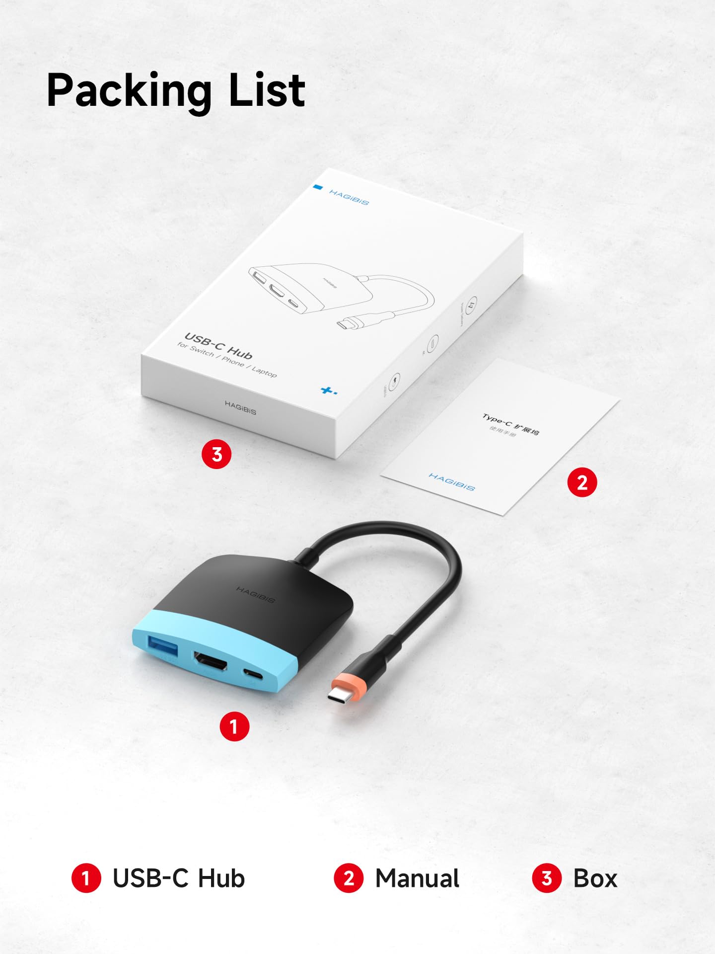 Hagibis Switch2 Dock do Switch 1/2/OLED, przenośna stacja dokująca do TV z funkcją ładowania, dock z HDMI i portem USB 3.0, zamienna baza, adapter USB-C do HDMI dla MacBook Pro/Air