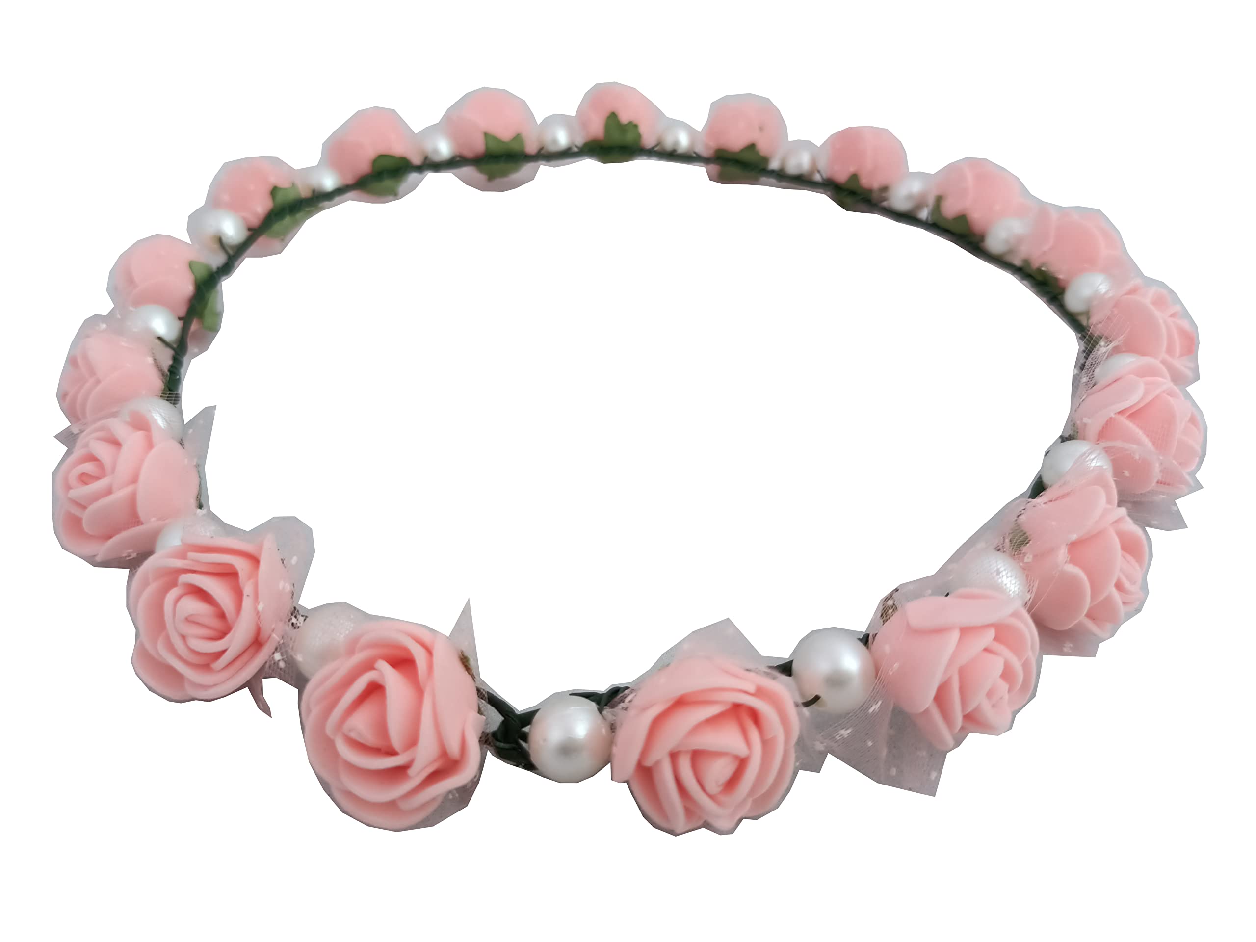 Flower Tiara Crown for Girls/Women (Peach)