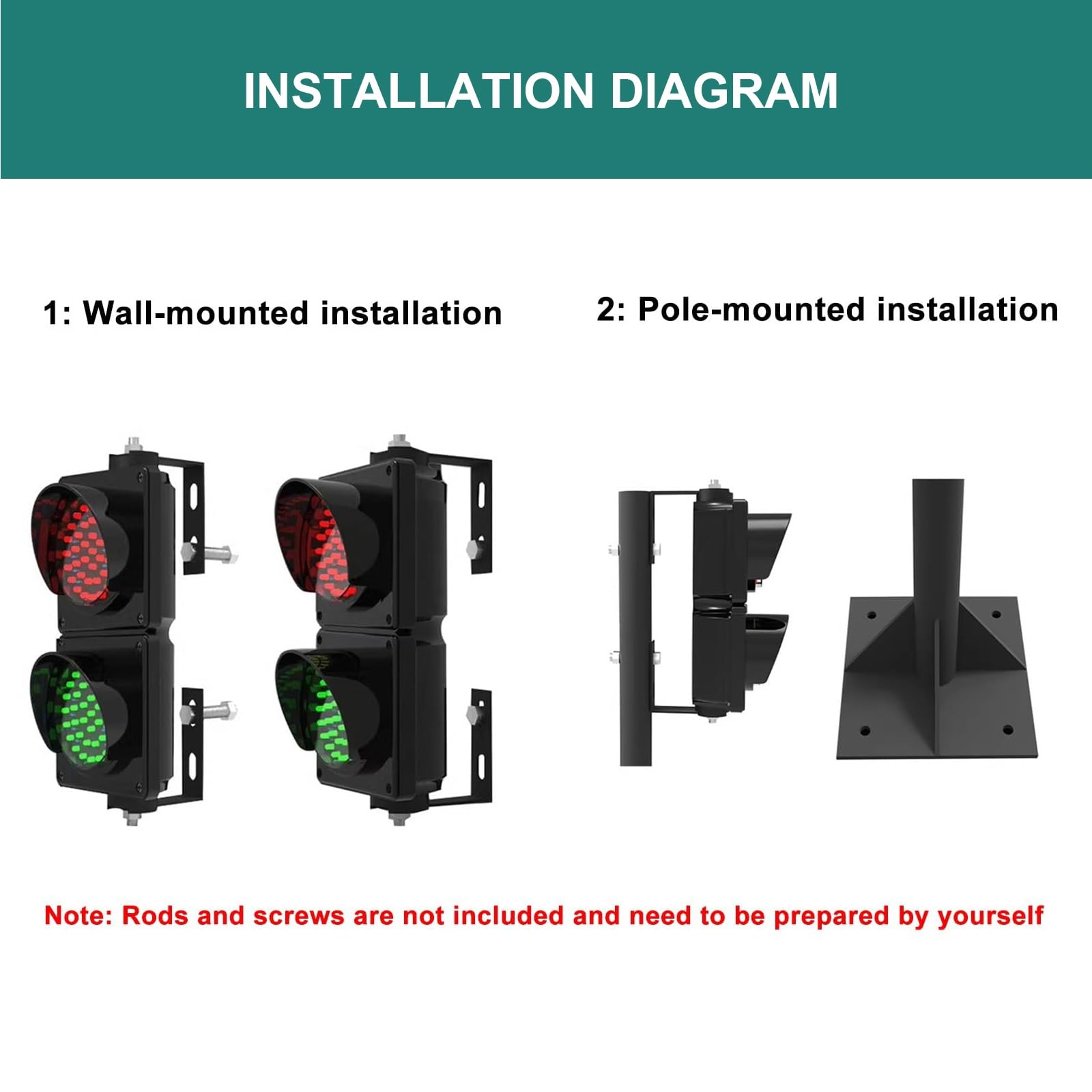 Lampada di Segnalazione Impermeabile IP65 for semafori industriali, Luce di Segnalazione da 4 Pollici, 2 Colori Rosso/Verde, for incroci, fabbriche, scuole, caselli autostradali