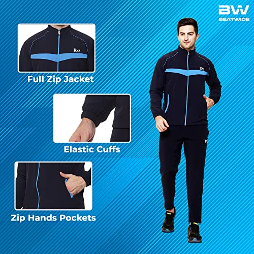Image of BW:Beatwide Men's Tracksuit NS Dot Terry Polyester Spandex Full Stretch | Track Suit for Man Winter Wear | Sports Track Suit for Men Gym Running, Workout