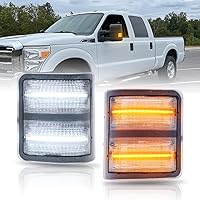 NJSBYL LED Switchback Side Mirror Marker Lights for Ford F250-F550 Super Duty 2008-2016 - White Running/Amber Turn Signal Clear Lens