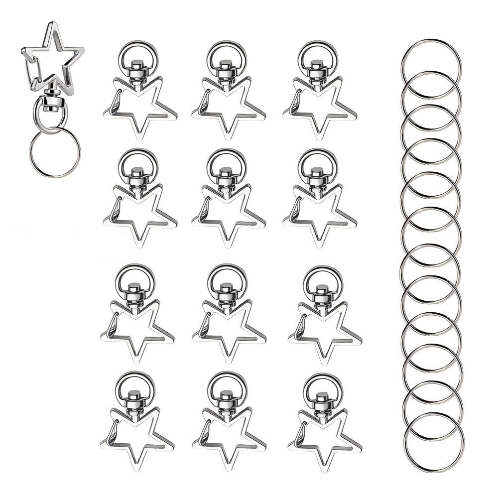 Star Keychain Clasp,12Pcs Silver Swivel Lobster Clasp Alloy Spring Snap Clips for Jewelry Making Bag Tag Accessories DIY Crafts-image-16