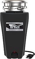 TITAN TN-560 1/2 HP Garbage Disposal with Anti-Jam Stainless Steel Impellers, Torque Master System, Black - Quiet Economy Model