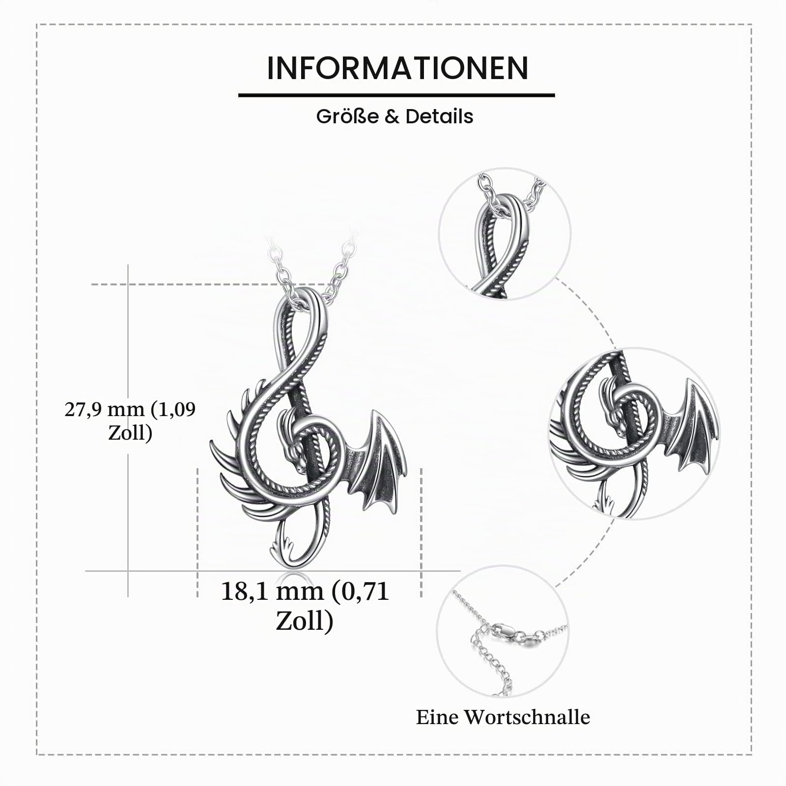 ONEFINITY Halskette 925 Sterling Silber Musik Note Ästhetische Anhänger Kette Vintage Geschenk für Männer Frauen Mädchen Jungen...