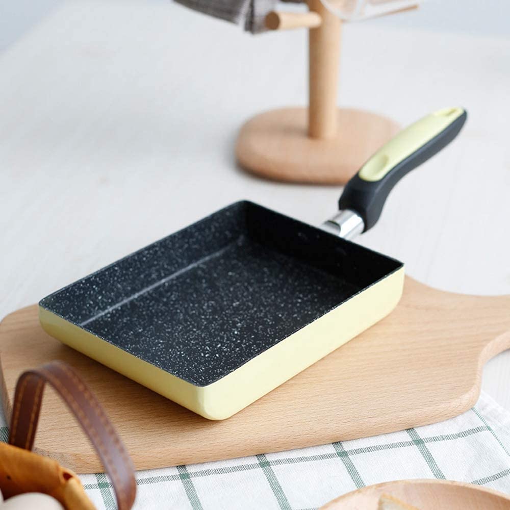 NILKANTH® Japanese Omelet Pan,5"×7" Nonstick Egg Pan, Rectangle Small Frying Pan (Yellow) 2
