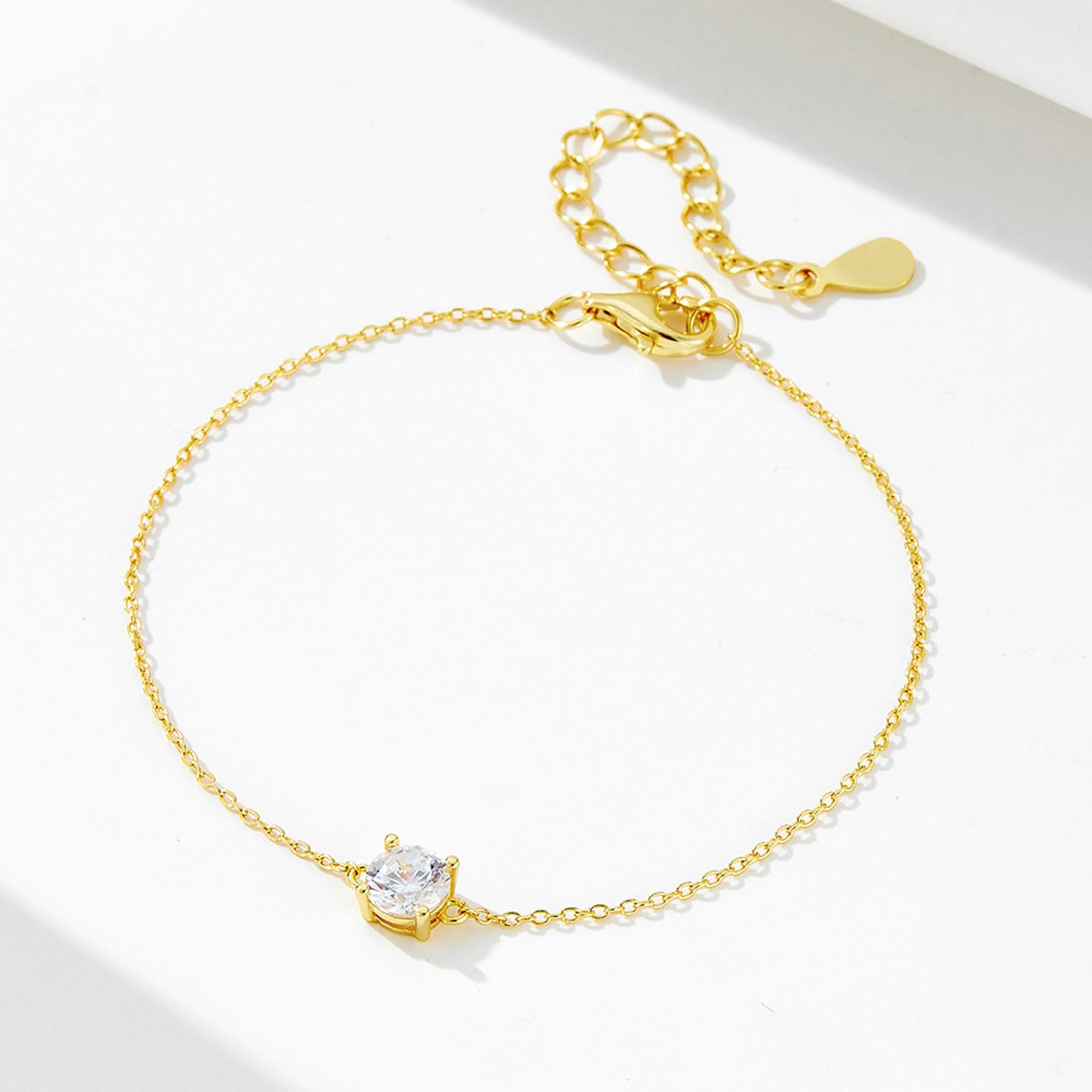 Pulsera de oro amarillo para mujer, pulsera vintage fina de diamantes creados para boda, oro amarillo de 9 quilates, 14 quilates y 18 quilates