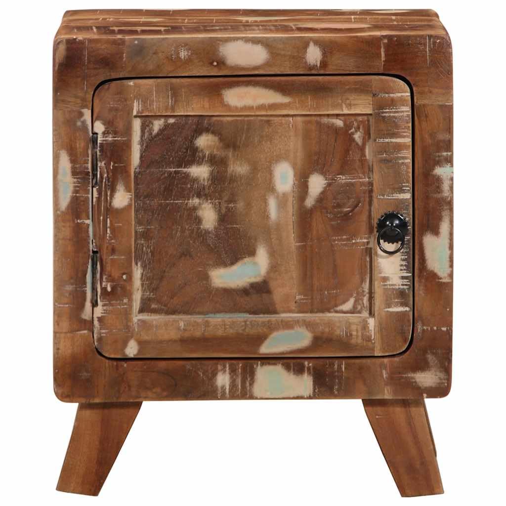 Stolik nocny 2 szt. 40 x 32 x 46 cm stare drewno z drzwiami, drewno z recyklingu, stolik nocny z drewna wielokrotnego użytku, stabilne drewniane nogi