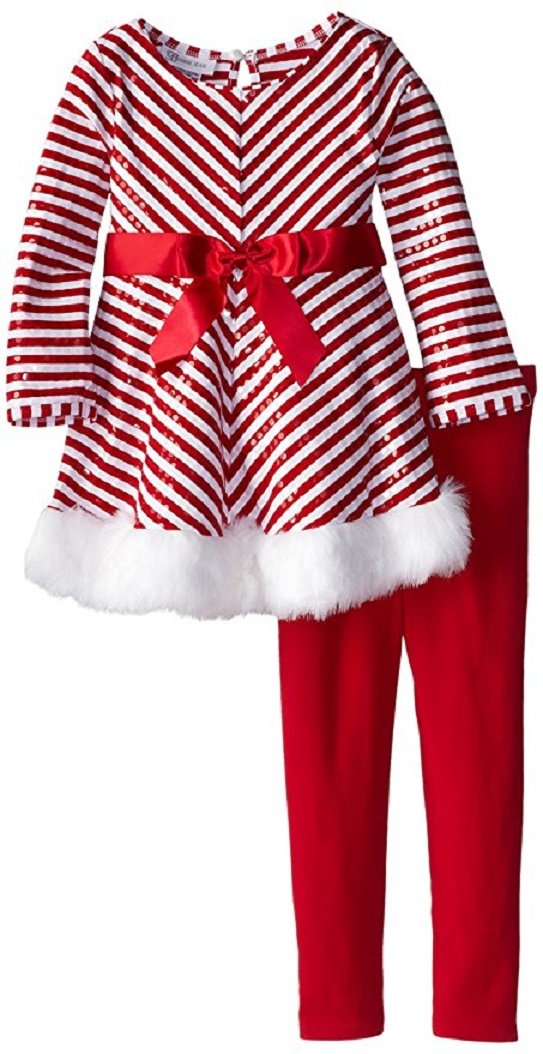 Bonnie Baby Baby-Girls Spangled Plaid Santa Playwear Set