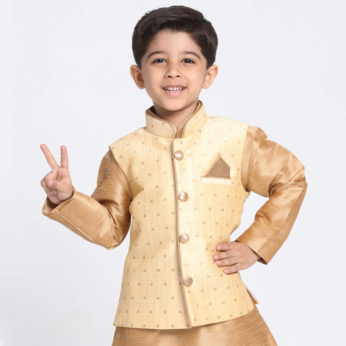 Jbn Creation Boys' Gold Silk Blend Nehru Jacket_Vasbj009Go_30