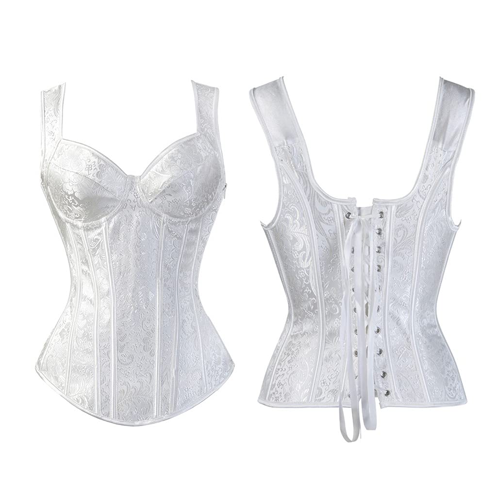 Overbust Corsetto Longline Shapewear Donne Pizzo Bustier Top Disossato Overbust Vita Trainer Broccato Floreale Disossato Vita Trainer
