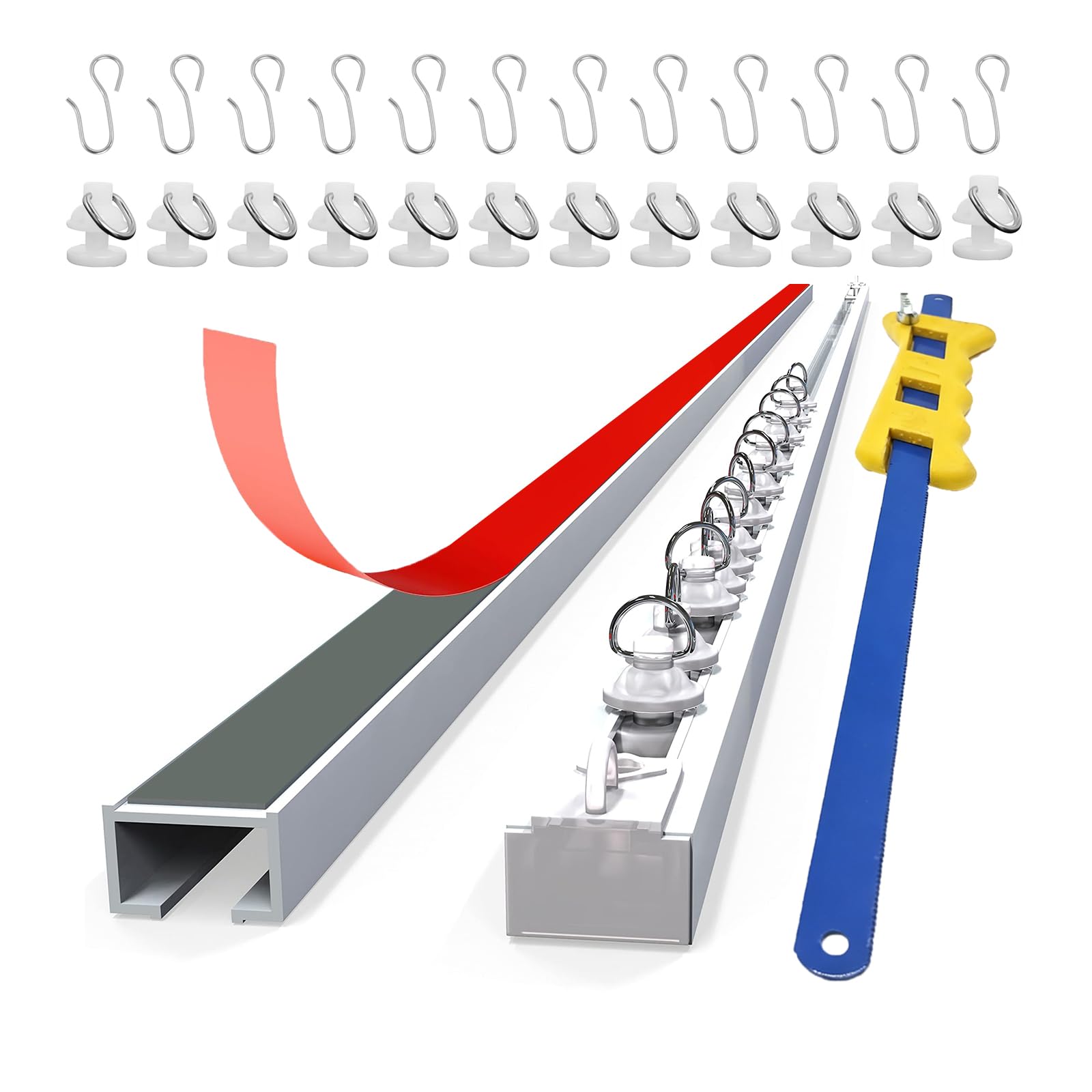 Rinhartex Self Adhesive Ceiling Curtain Track, Ceiling and Side Mount, Track for Curtains 3.3FT (1m) No Drill with Install Tools (1 Meter(3.3ft))