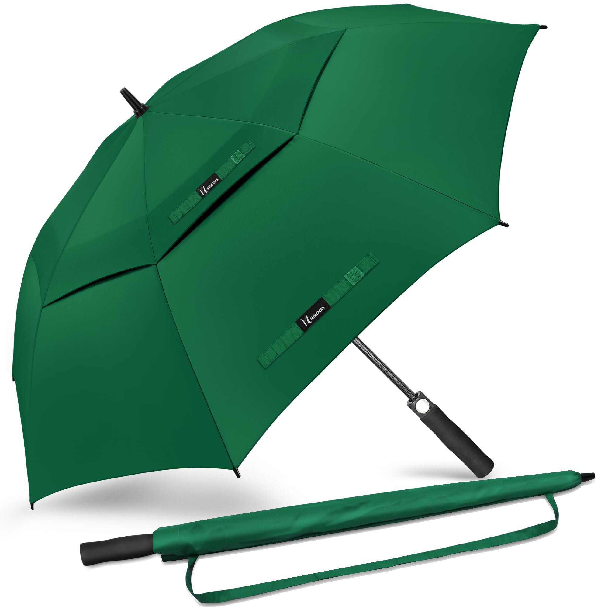 NINEMAX Golf Umbrella Windproof and Rainproof 68inch, Large Umbrella Double Canopy, Golfing Brolly Heavy Duty Unbreakable for Men Women(Green)