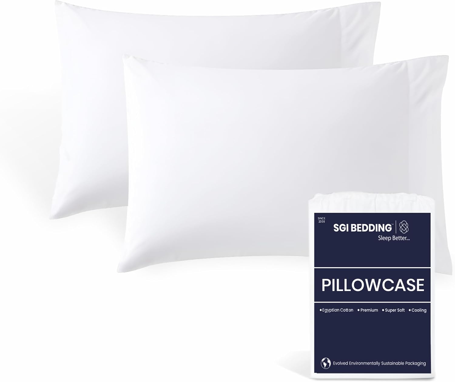 SGI bedding 100% Egyptian Cotton King Set of 2 Pillowcases -, Open End Closure, Ultra-Soft & Luxurious Sateen Weave & Durable, Premium Hotel Quality (20" x 40") - Terracotta