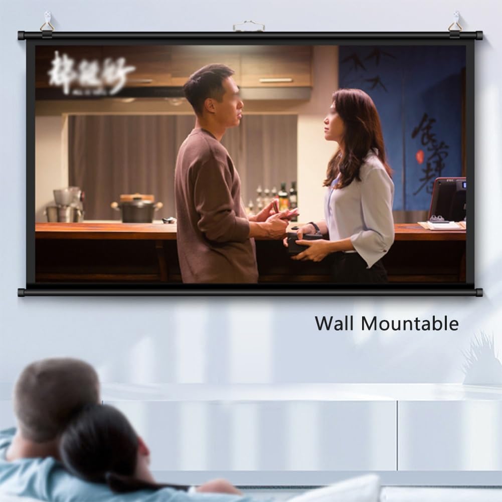 Schermo di Proiezione Mobile da 84 pollici 4K Ultra HD con Supporto a Treppiede, Telo Cinematografico Montato a Parete 16:9 per Casa Ufficio Teatro