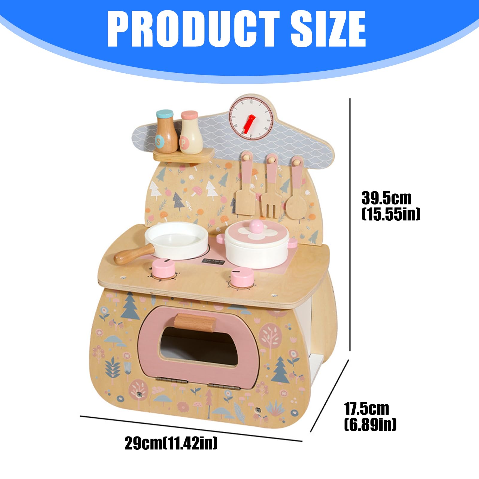 Küchen und Kochherd Set aus Holz, Rollenspielspielzeug mit Töpfen, Pfannen und Utensilien für Kleinkinder, Feinmotorik und soziale Fähigkeiten Rollenspielküchenspielzeug für