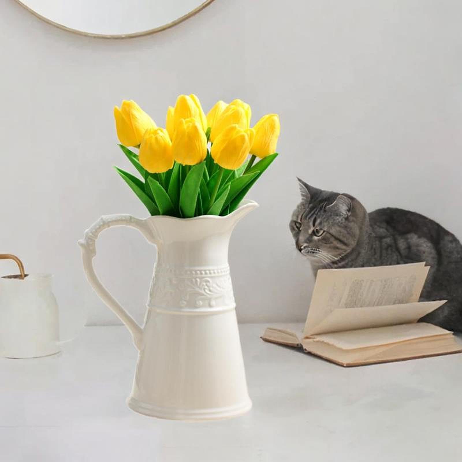 Rustikale Keramikvase, Krug mit, Vielseitiges Und Elegantes Tischornament, Weißer Krug für Die Dekoration von Zuhause Und Bücherregal, hohe Stile