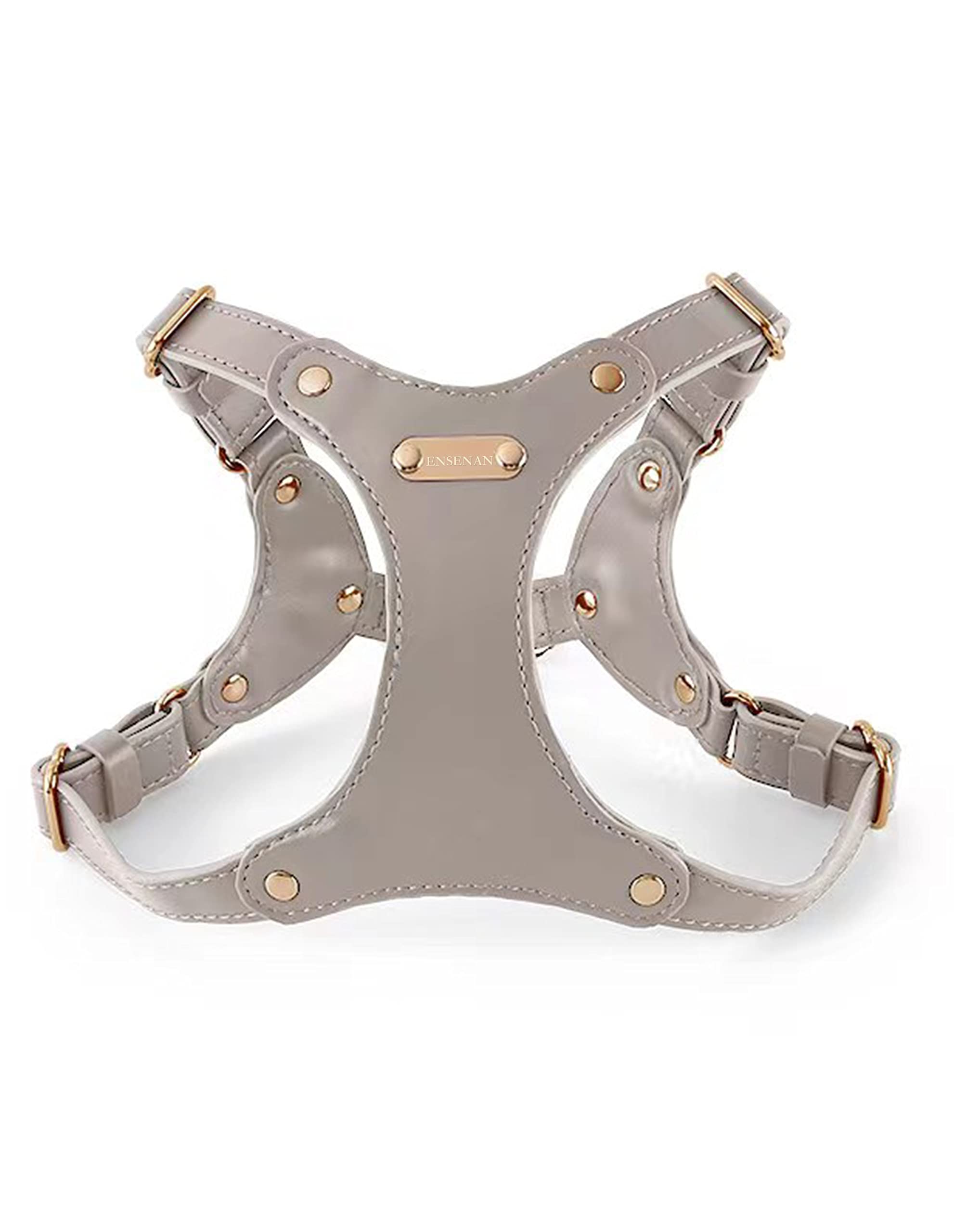 ENSENAN Dog Harness, Adjustable Soft Leather Dog Vest with Metal Buckles, Easy to Put on & Take Off for Walking, Running, Training, Comfortable and Safe for Small, Medium and Large Dogs