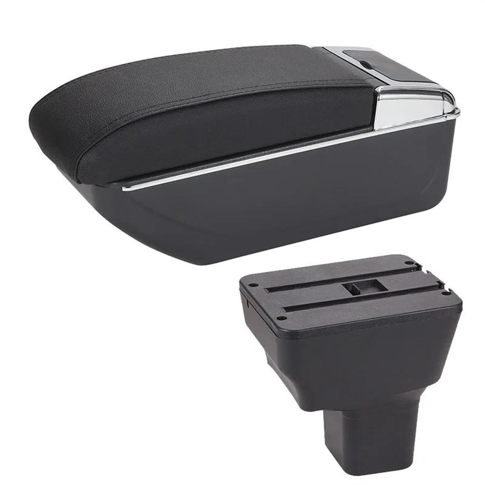 NOHEEU Car Armrest Box Storage Interior Details Special Retrofit Parts Center Accessories Arm For Kicks 2016-2021(D2 Black line No USB)