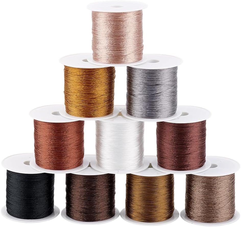 PH PandaHall 109 Yards 0.1mm Beading String 10 Colors Bracelet Beading Thread Seed Bead Thread Polyester Cord Thin Craft Wire Fishing String for Jewellery Making Leather Stitching DIY Crafts
