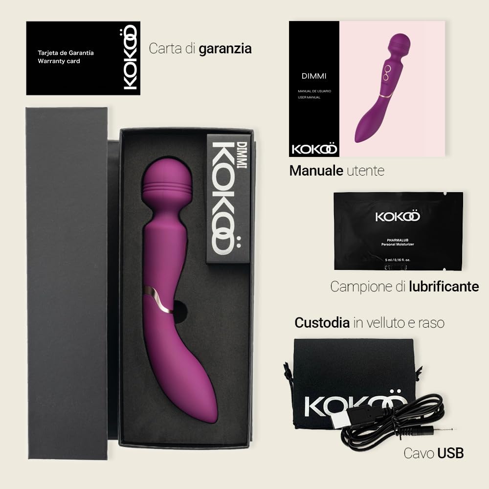 Kokoö Vibratore Vaginale con Testina Terapeutica Dimmi | 3 Velocità e 7 Modalità di Vibrazione | Silicone morbido, Motore Potente e Silenzioso | Ricaricabile tramite USB e Impermeabile (Fucsia)