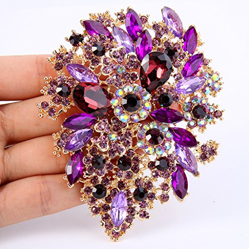 Image of EVER FAITH Women's Austrian Crystal Vintage Style Flower Leaf Cluster Brooch Pendant