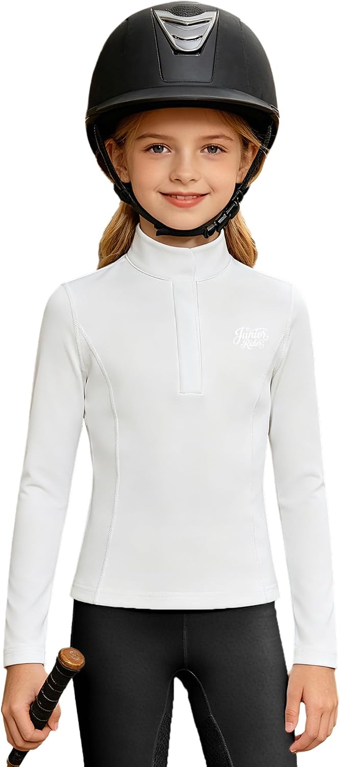 YiZYiF Kids Long Sleeve Equestrian Shirt Horse Riding Sweatshirts Half Zip Pullover Sweatshirt Activewear