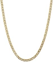 Sonia Jewels 14k Yellow Gold 5.5mm Semi-Solid Anchor Mariner Chain Necklace - with Secure Lobster Lock Clasp