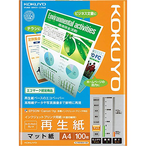 (未使用･未開封品)　コクヨ コピー用紙 A4 マット紙 厚口 100枚 インクジェットプリンタ用紙 KJ-M16A4-100 og8985z Amazon | コクヨ インクジェットプリンター用紙 スーパー
