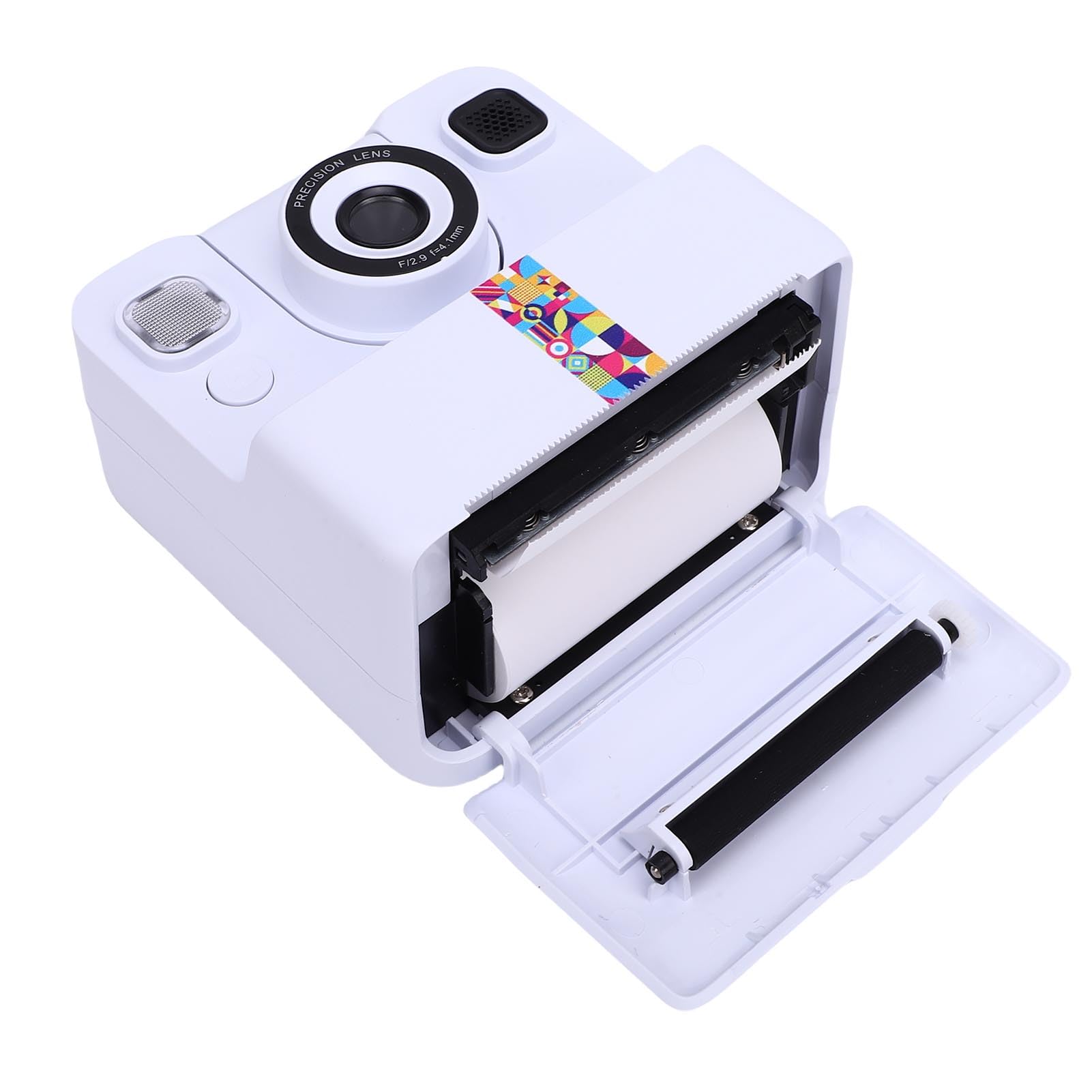 Lazmin112 Aparat Fotograficzny z Natychmiastowym Wydrukiem, 2,4 Cala, 24Mp, 1080p, Selfie, Obracany o 180° Aparat, Wbudowane Zabawne Ramki i Filtry, 1Gb, Dla Studentów, Twórców (WHITE)