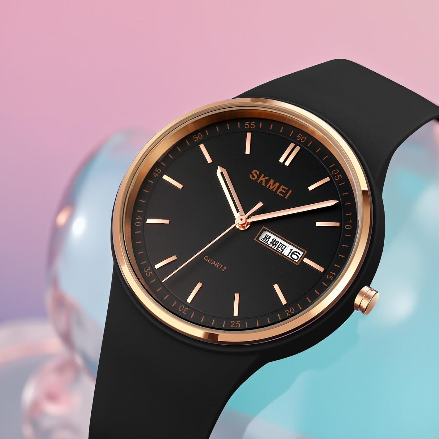 SKMEI Watches for Young Women Lady Sports Silicone Band Big Face Large Waterproof Fashion Casual Simple Quartz Analog Day Date Girls Gift White Wrist Watch