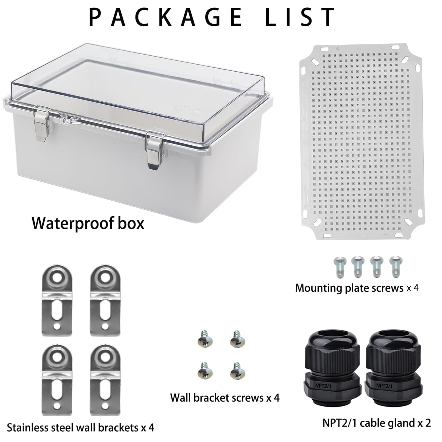 Wasserdichte Elektrodose, Abzweigdose, wetterfest, IP67, ABS-Kunststoff, Schalter, Router, Projektbox, Elektronik, DIY-Gehäuse mit Montageplatte und Wandhalterung, transparent, 30 x 20 x 13