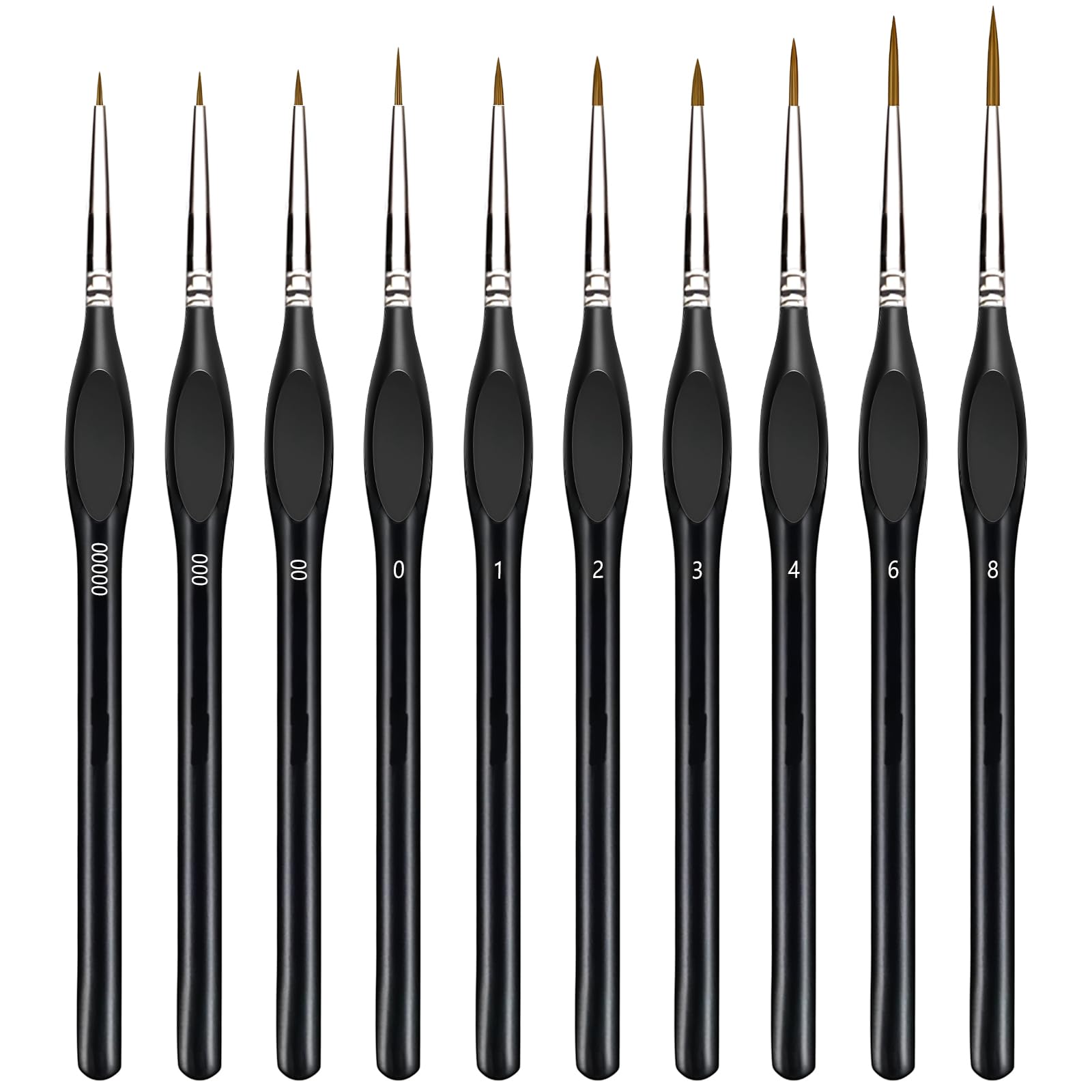 Flintronic Detail Paint Brushes Set, 10 PCS Miniature Brush, Fine Detail Brushes with Triangular Handles, Thin Brushes for Fine Detailing & Art Painting, Acrylic & Nail, Watercolor, Oil, Miniatures