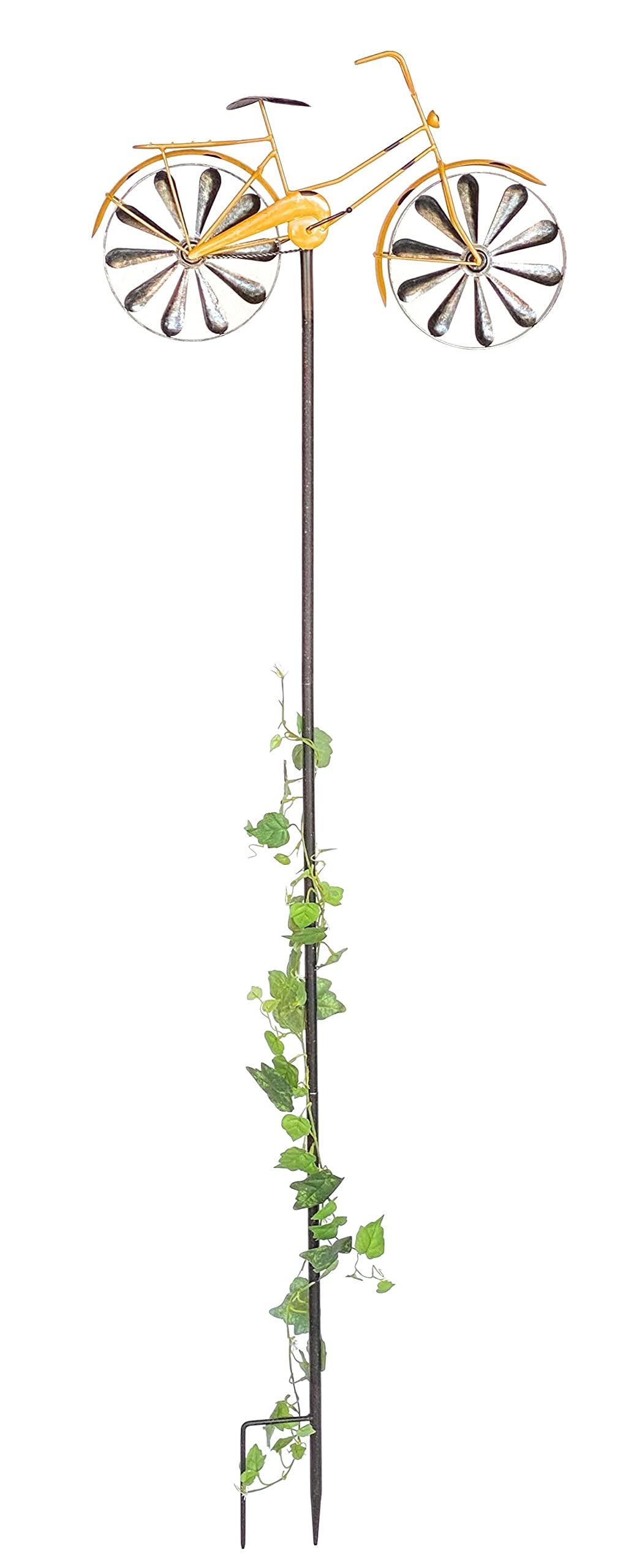 DanDiBo Paletto da giardino in metallo per bicicletta, XL, 160 cm, giallo 96101, con girandola a vento, resistente alle intemperie, decorazione da giardino, asta da giardino