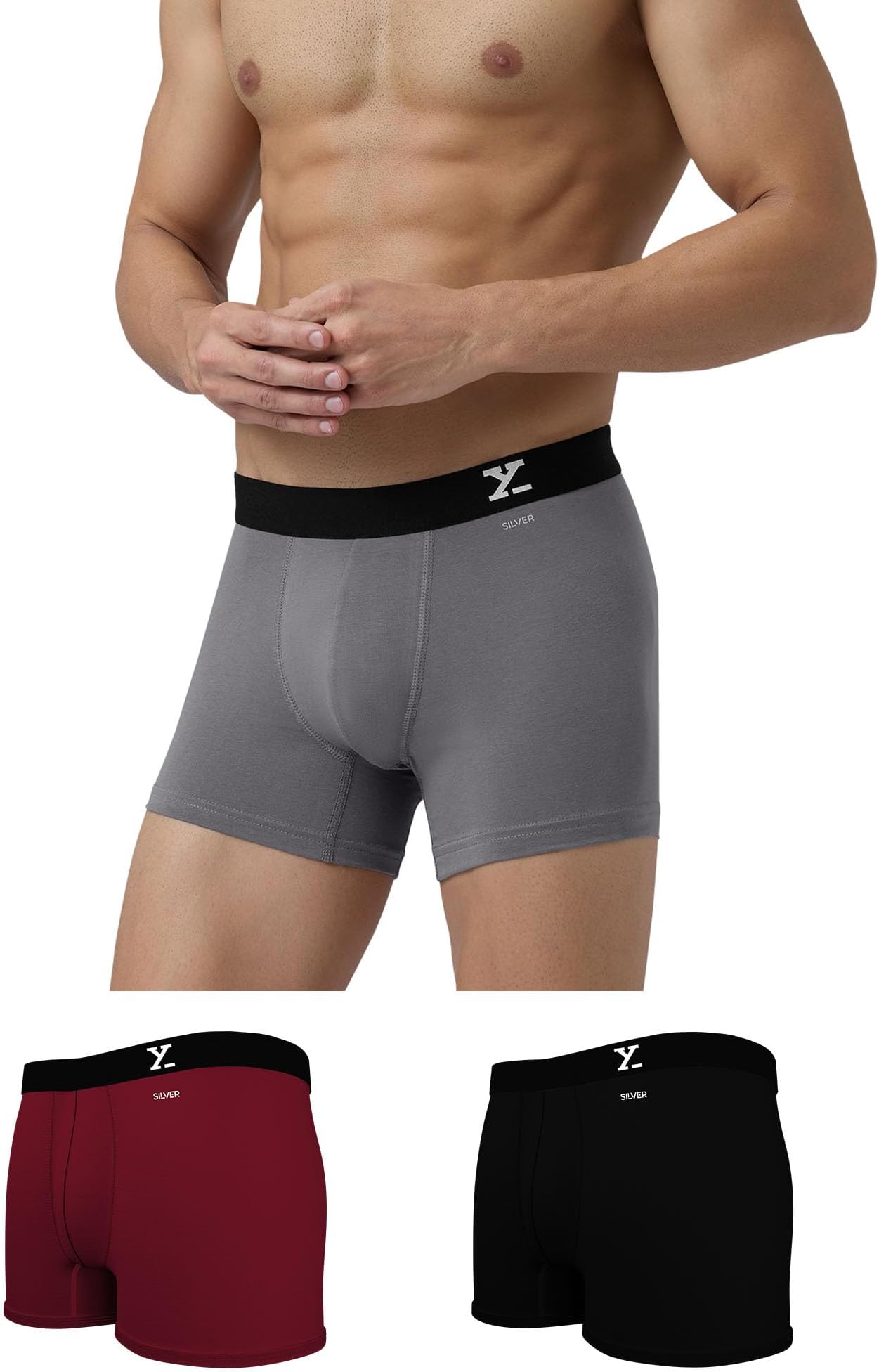 Sponsored Ad - Men's Aero Super Combed Cotton Regular Fit Solid Antimicrobial Trunks with No Marks Waistband (Pack of 3)