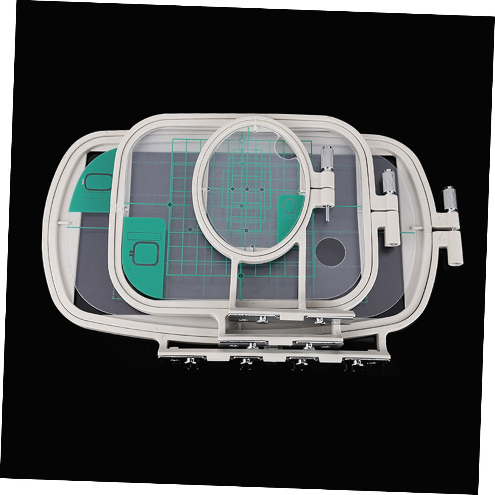 NUOBESTY Juego de Bastidor de Bordado de 3 Piezas para Máquina | Plástico, Alineación Precisa y Cuadrícula Azul, Compatible Se270d, Se350, Se400 y He120 He240