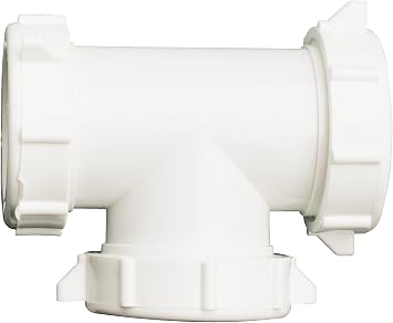 Plumb Pak PP55-6W 3-Way Drain Coupling Tee with Reducing Washer, No Size, White