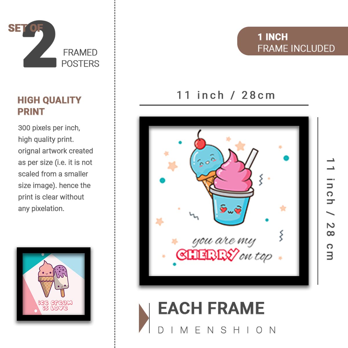 BANGERZ Ice Cream Wall Art Paintings/Posters For Restaurant Cafe Food Ice cream Wall Frames Kitchen Quotes Art Kitchen Decoration Items 1