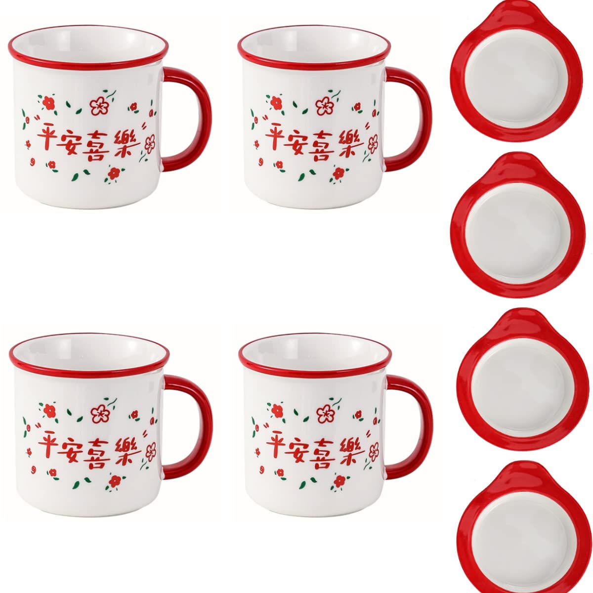 Juego de 4 tazas esmaltadas de viaje, para acampar, duraderas y gruesas, para el hogar y la oficina al aire libre (rojo)